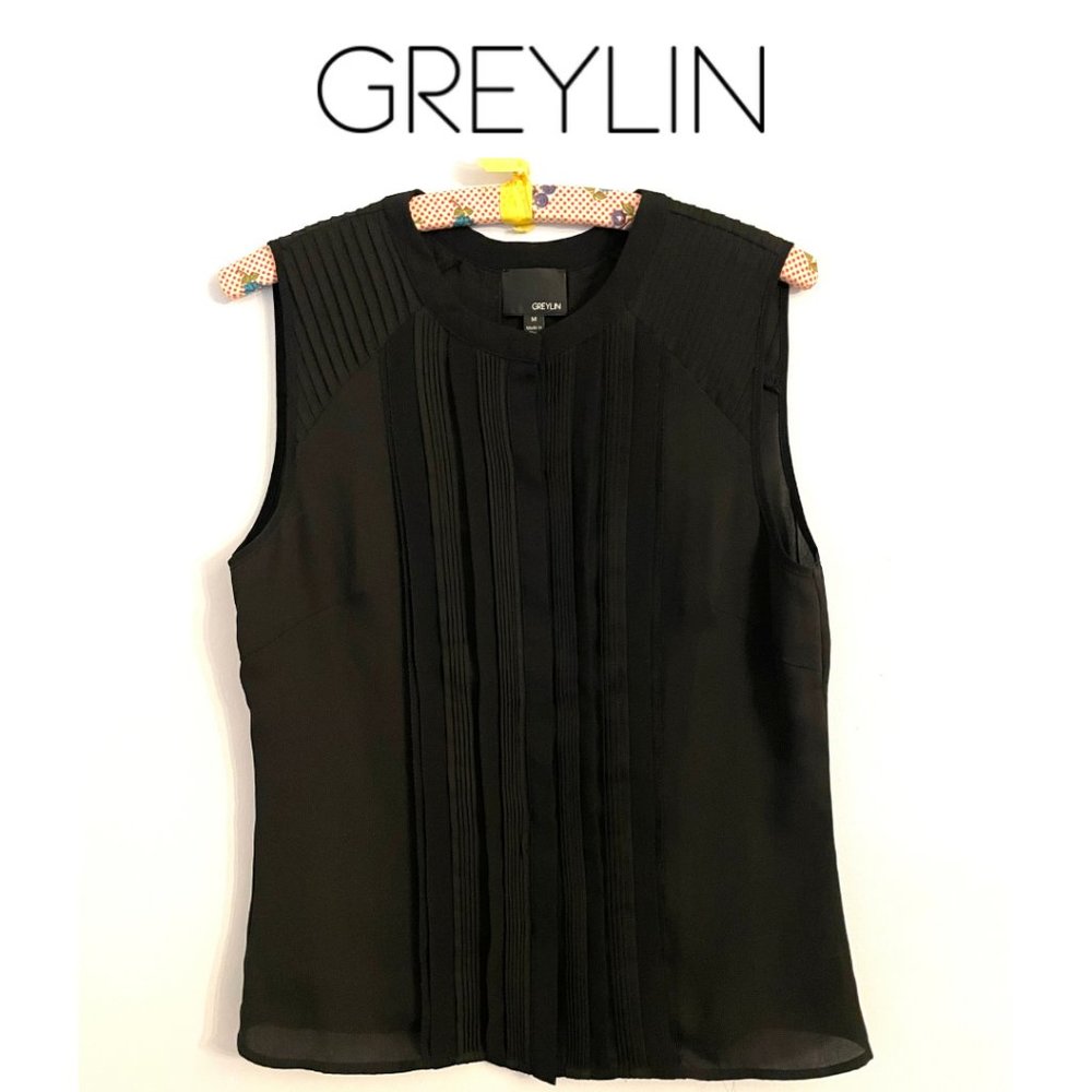 Greylin Snap Front Pleated Tank